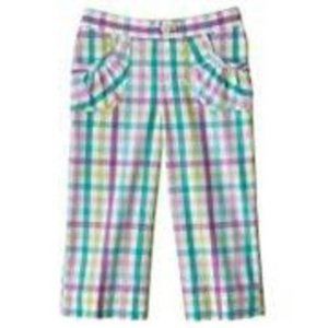 *Capris Pants sz 4 Jumping Beans White Purple Blue Gingham Elastic Waist Girls